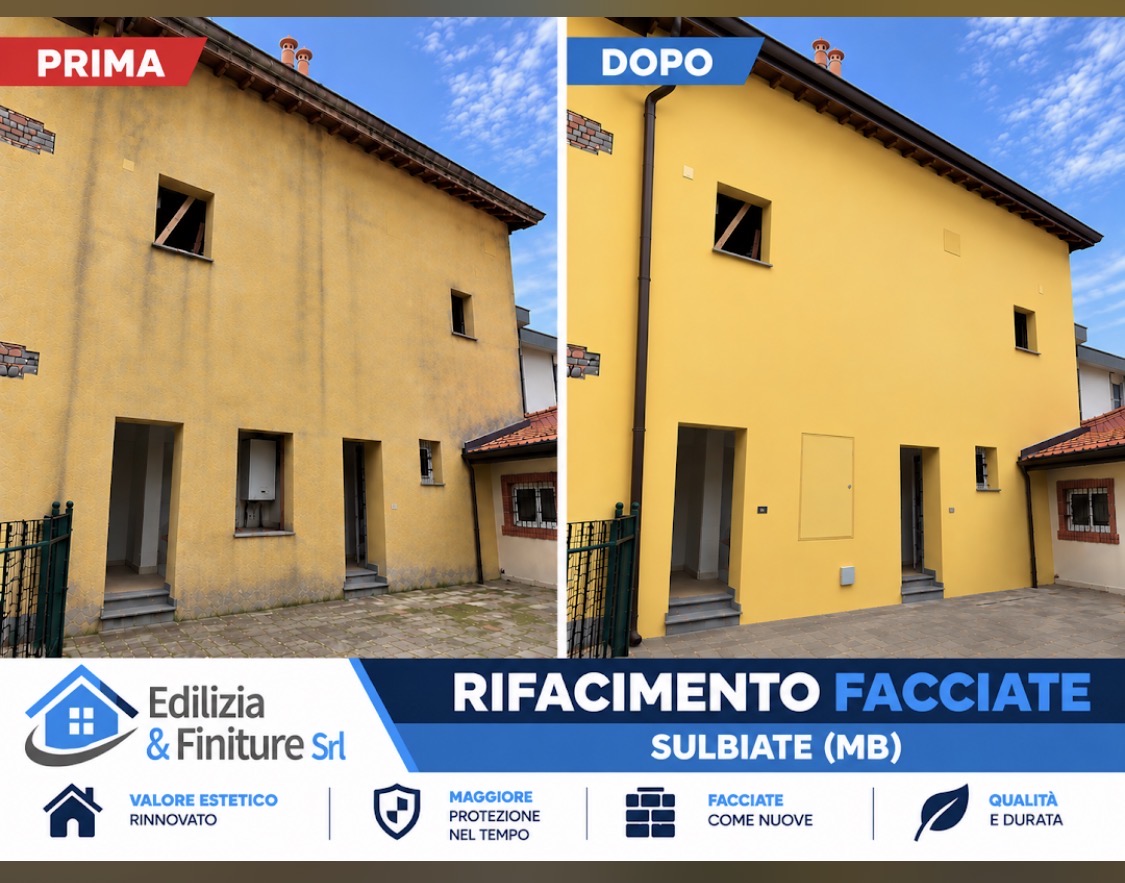 Rifacimento facciate con cappotto termico a Sulbiate MB prima e dopo